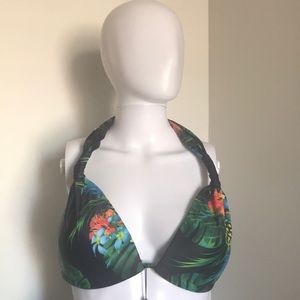 SSLR Women’s Collection, Size XL Black with floral design Bikini Padded Top
